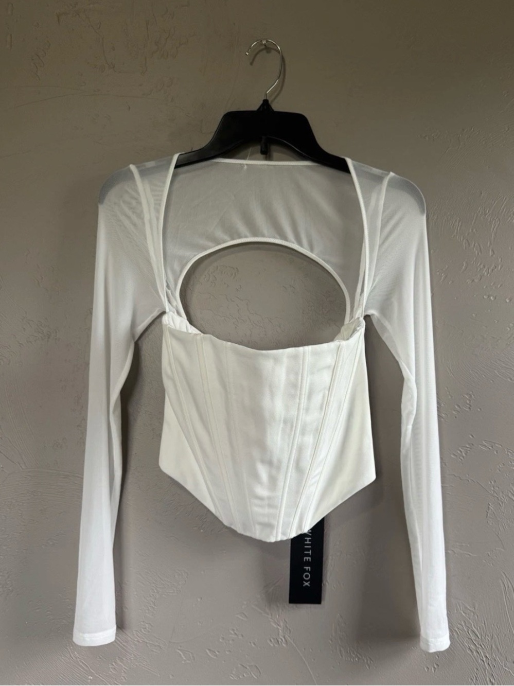 White Fox Boutique Women's White Cutout Corset Long-Sleeve Top